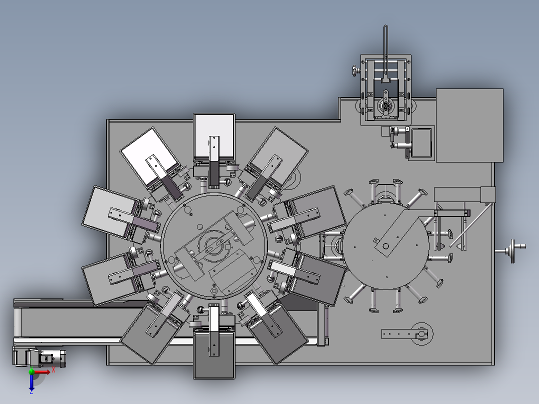 双转盘真空给袋包装机sw18可编辑俯视图