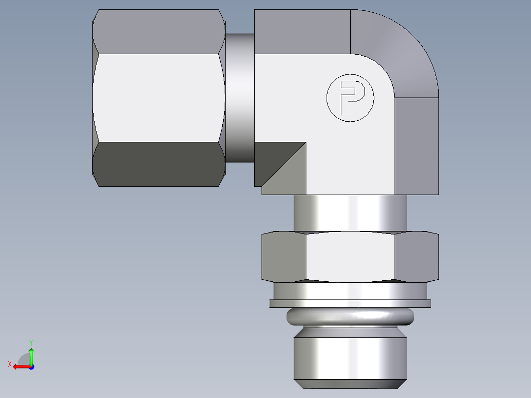 卡套式工业通用硬管接头EO_Adjustable_Locknut_elbow_WEE08ZSMORCF后视图