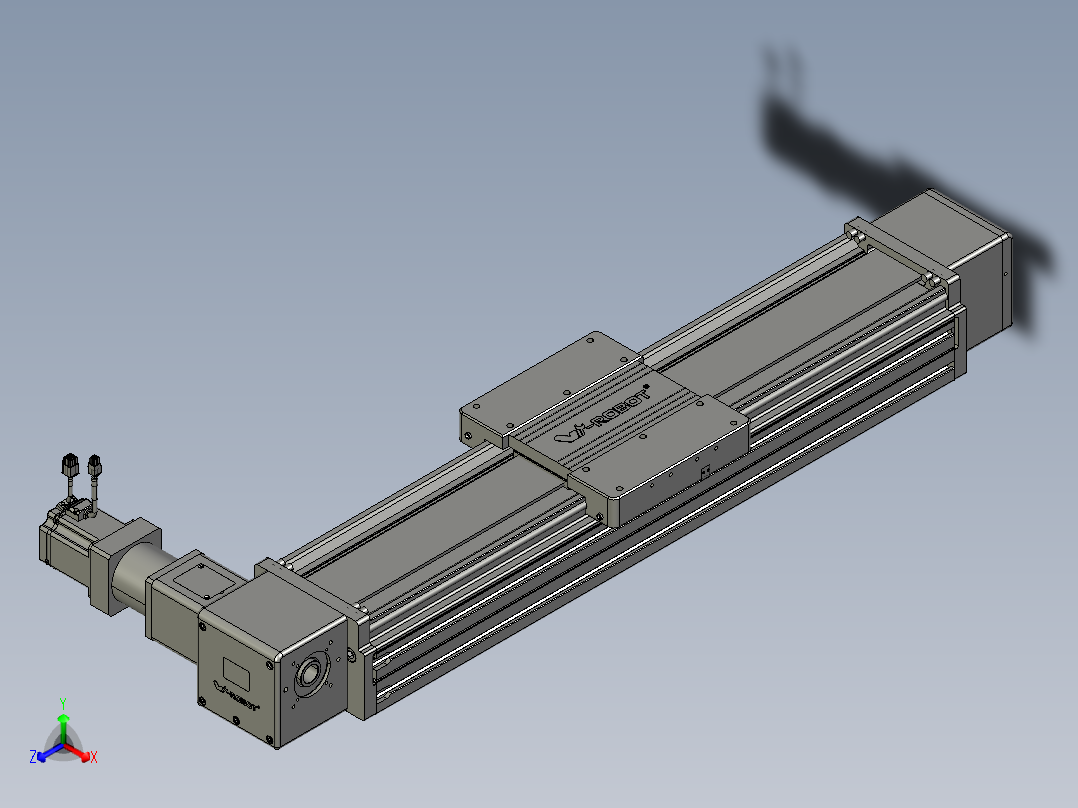 威洛博直线电机模组EB20-L224-S700-R-ZP75-MS3-5K正等轴测图