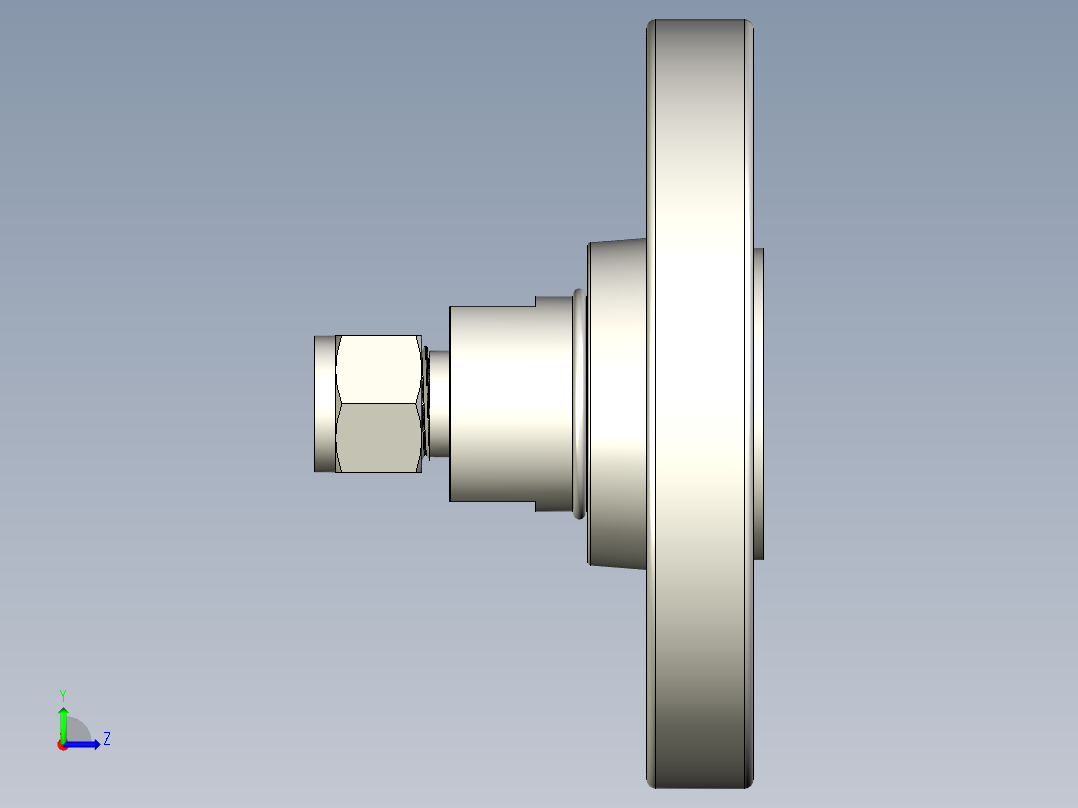 不锈钢ANSI法兰适配器，1-2英寸(1)左视图
