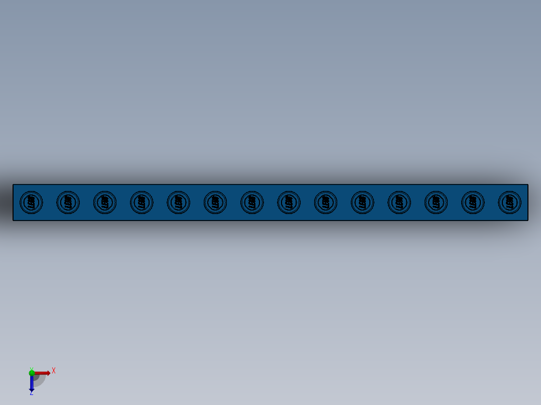 乐高机械组积木（横梁）-32018 Bright Blue Technic Brick 1 x 14 with Holes俯视图