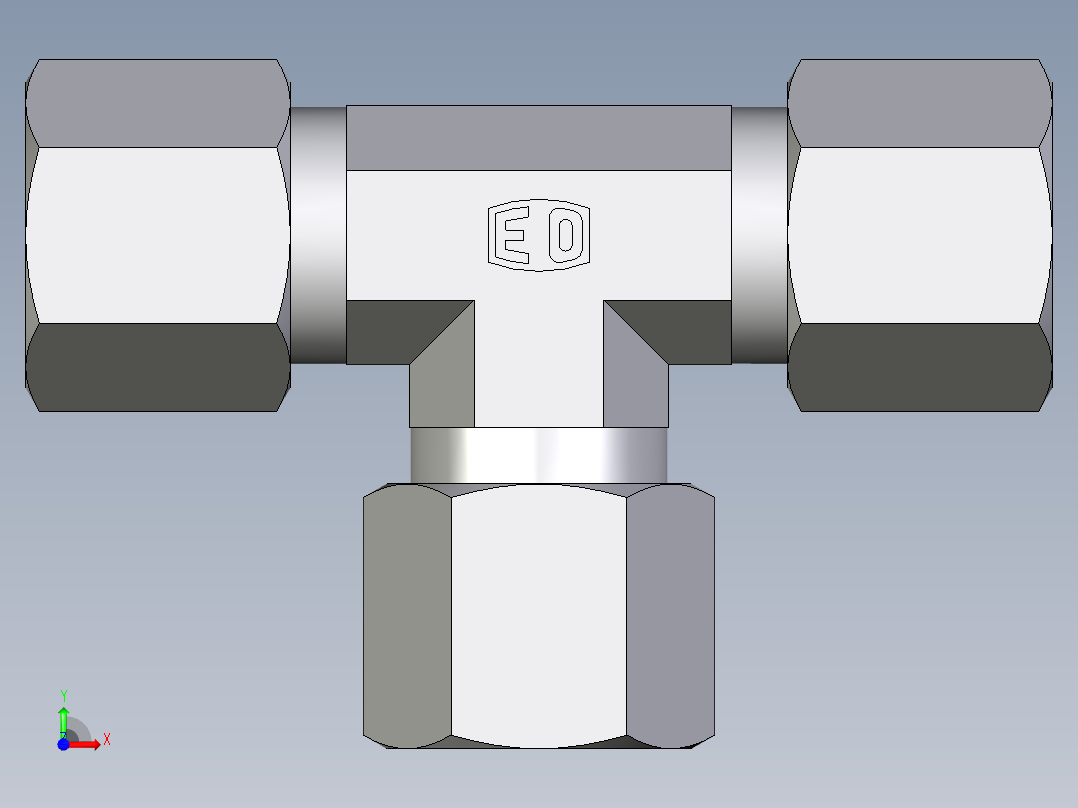卡套式工业通用硬管接头EO_Union_tee_T08S71前视图
