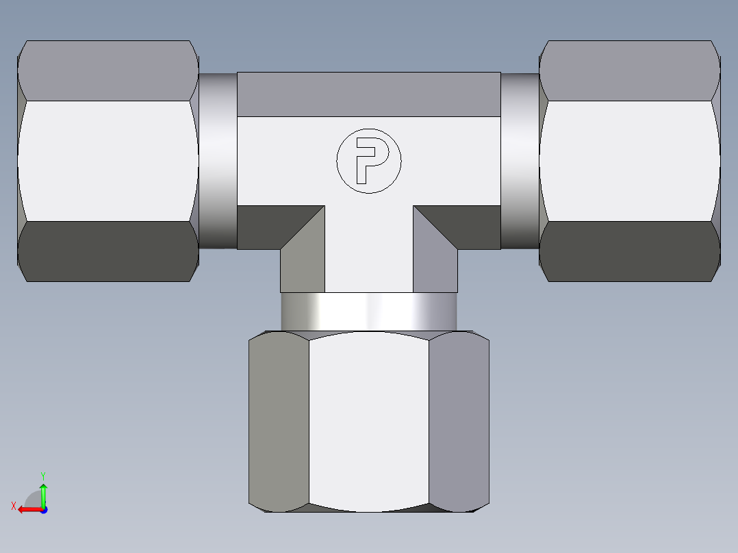 卡套式工业通用硬管接头EO_Union_tee_T08S71后视图