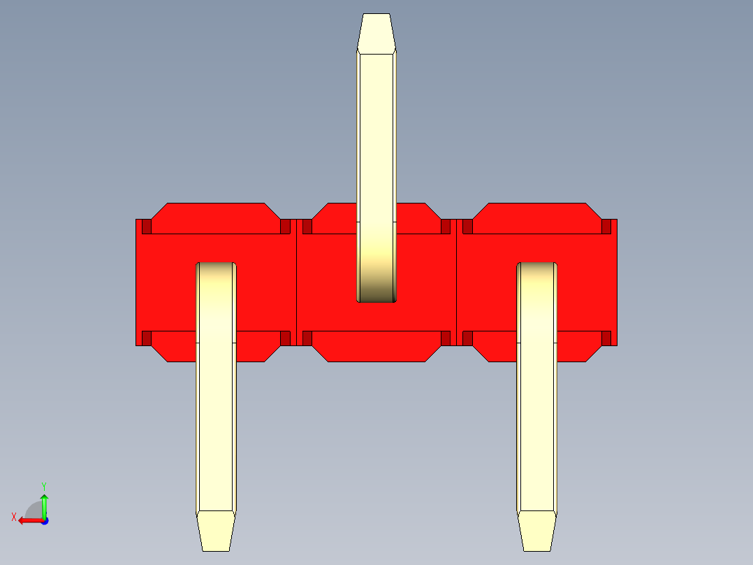 彩色公排针 100mil 2.54mm 系列-DS1022_red_03p_100mil_Type_SMT_R2_rev1.0后视图