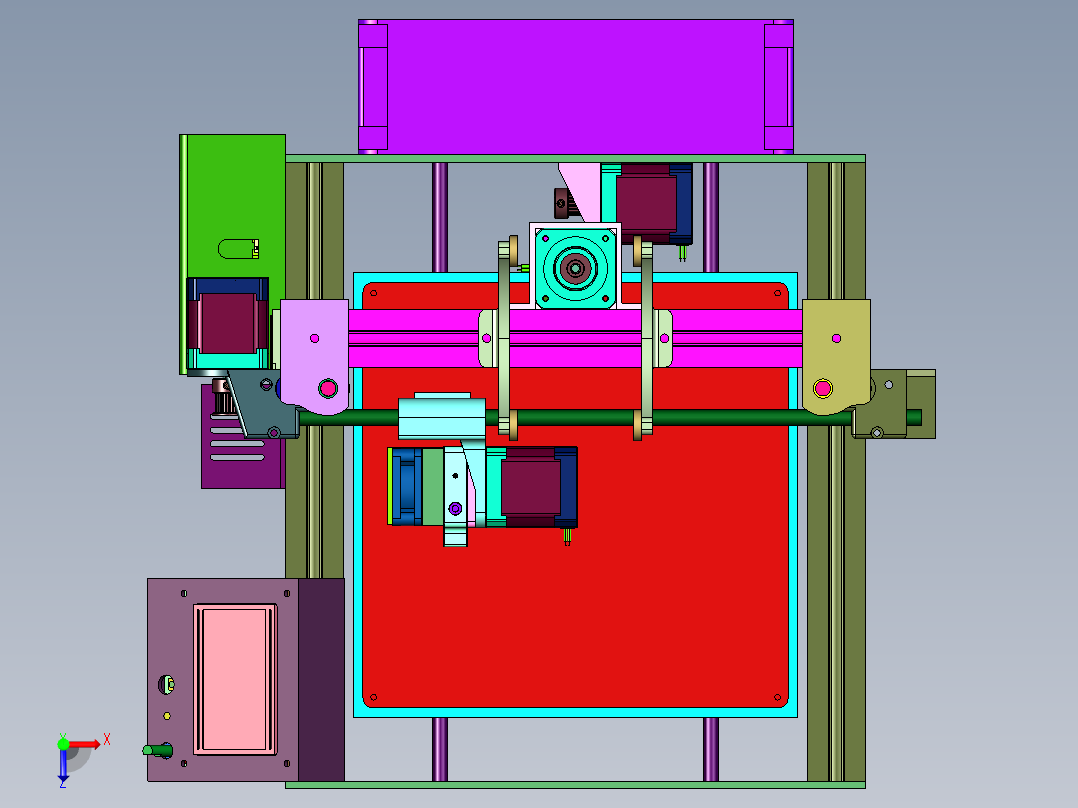 滚珠导轨单喷头三维打印机俯视图