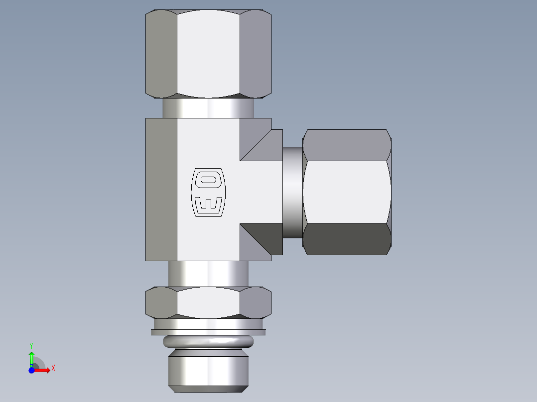 卡套式工业通用硬管接头EO_Adjustable_locknut_run_tee_LEE10LMORCF前视图
