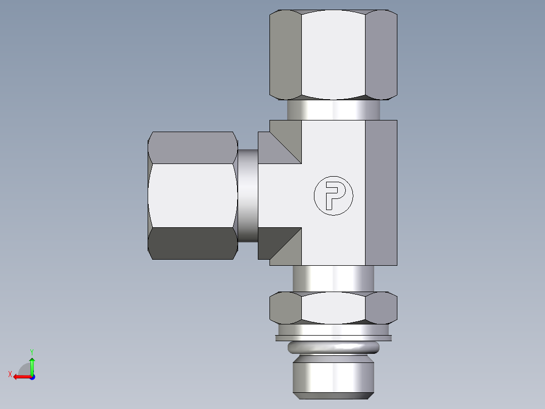 卡套式工业通用硬管接头EO_Adjustable_locknut_run_tee_LEE10LMORCF后视图