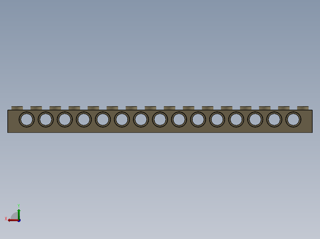 乐高机械组积木（横梁）-4206923 - 3703 Tan - Brick Yellow Technic Brick 1 x 16 with Holes后视图