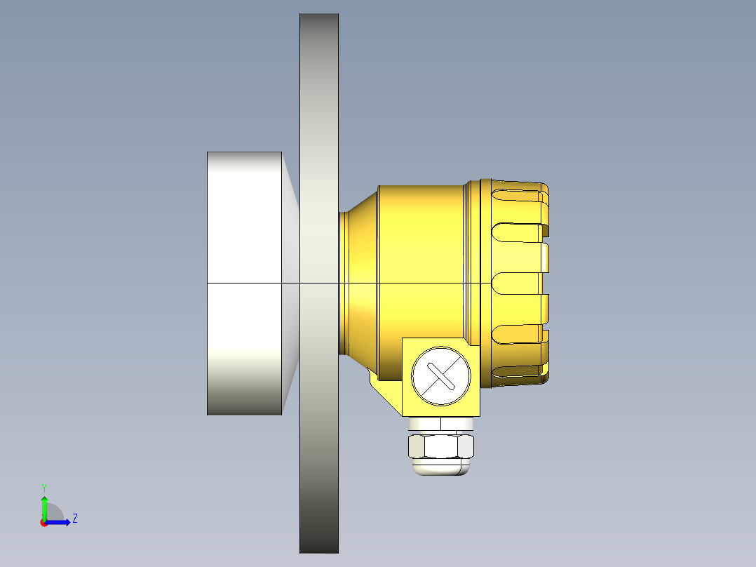 超声波设备L-TRANSMITTER-RANGE-15m-49.2ft-PVDF-BODY-4-20mA-2-WIRE-HART-ATEX-ANSI-FLANGE-5in左视图