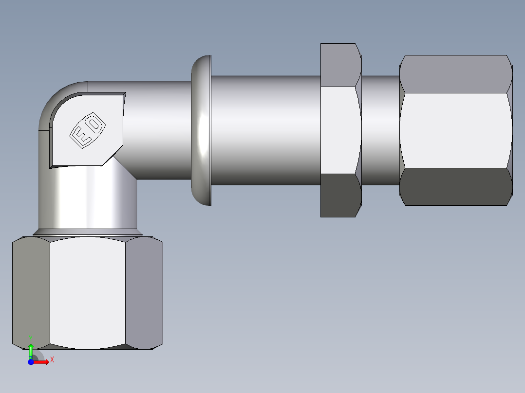 卡套式工业通用硬管接头EO_Bulkhead_elbow_WSV08S71前视图