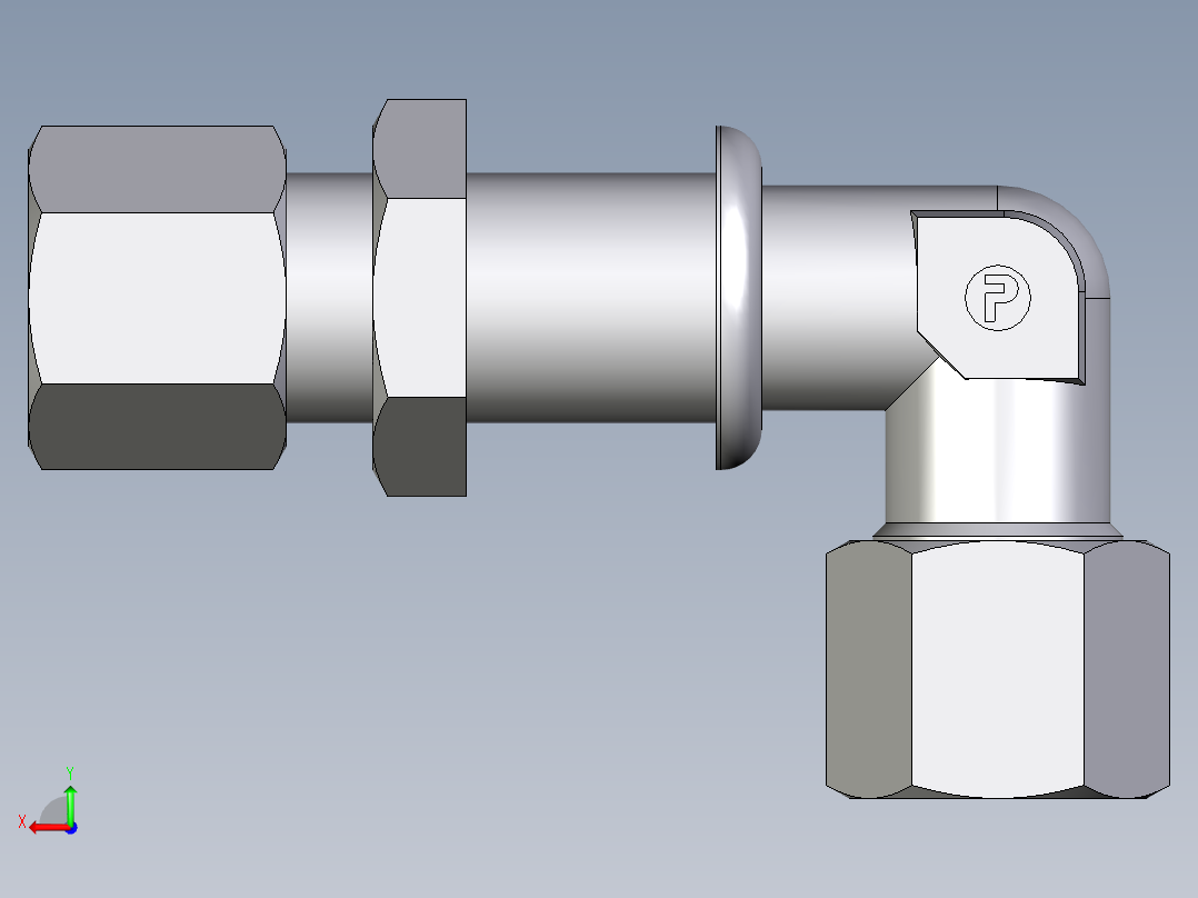 卡套式工业通用硬管接头EO_Bulkhead_elbow_WSV08S71后视图
