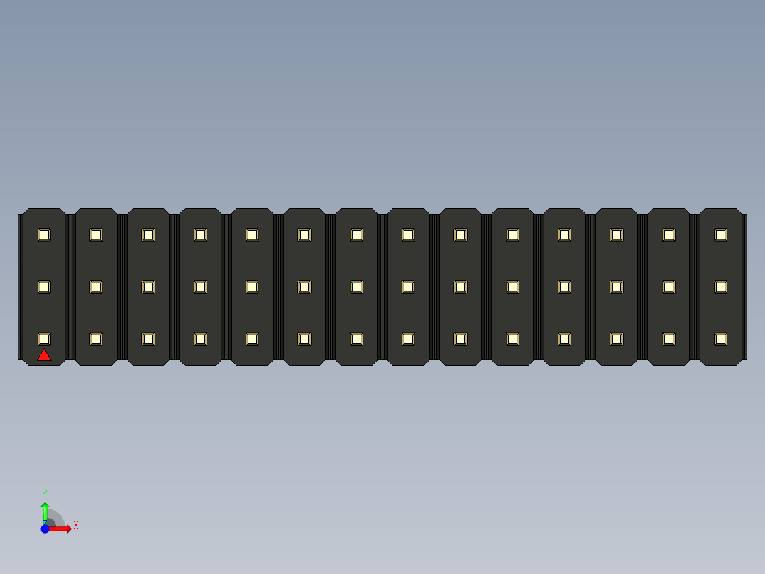 彩色公头100mil（2.54mm）系列-DS1021_black_3x14p_100mil_Type43_rev1.0前视图