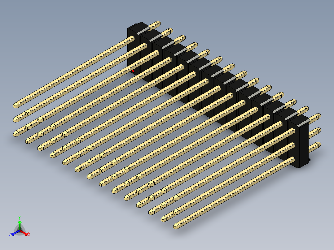 彩色公头100mil（2.54mm）系列-DS1021_black_3x14p_100mil_Type43_rev1.0正等轴测图