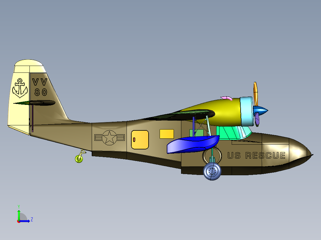 格鲁曼水上鸭子飞机左视图