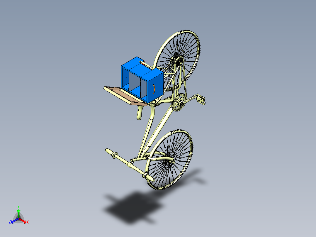 带食品盒自行车正等轴测图