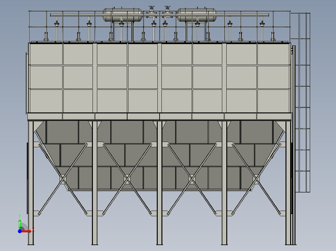 PPCS96-2×8气箱式脉冲袋式除尘器前视图