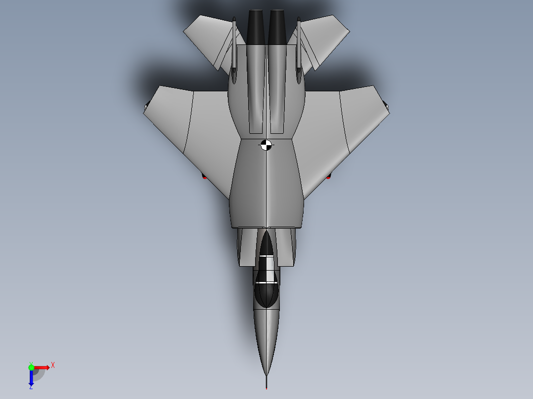 F15 Eagle战斗机简易模型3D图纸 Solidworks设计俯视图