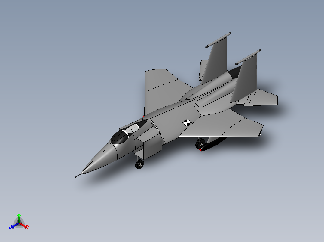 F15 Eagle战斗机简易模型3D图纸 Solidworks设计正等轴测图