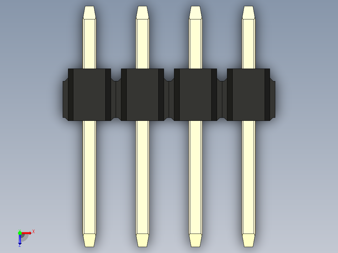 彩色公头100mil（2.54mm）系列-DS1021_black_2x04p_100mil_Type1_rev1.0俯视图