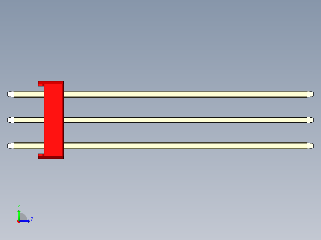 彩色公头100mil（2.54mm）系列-DS1021_red_3x13p_100mil_Type43_rev1.0左视图