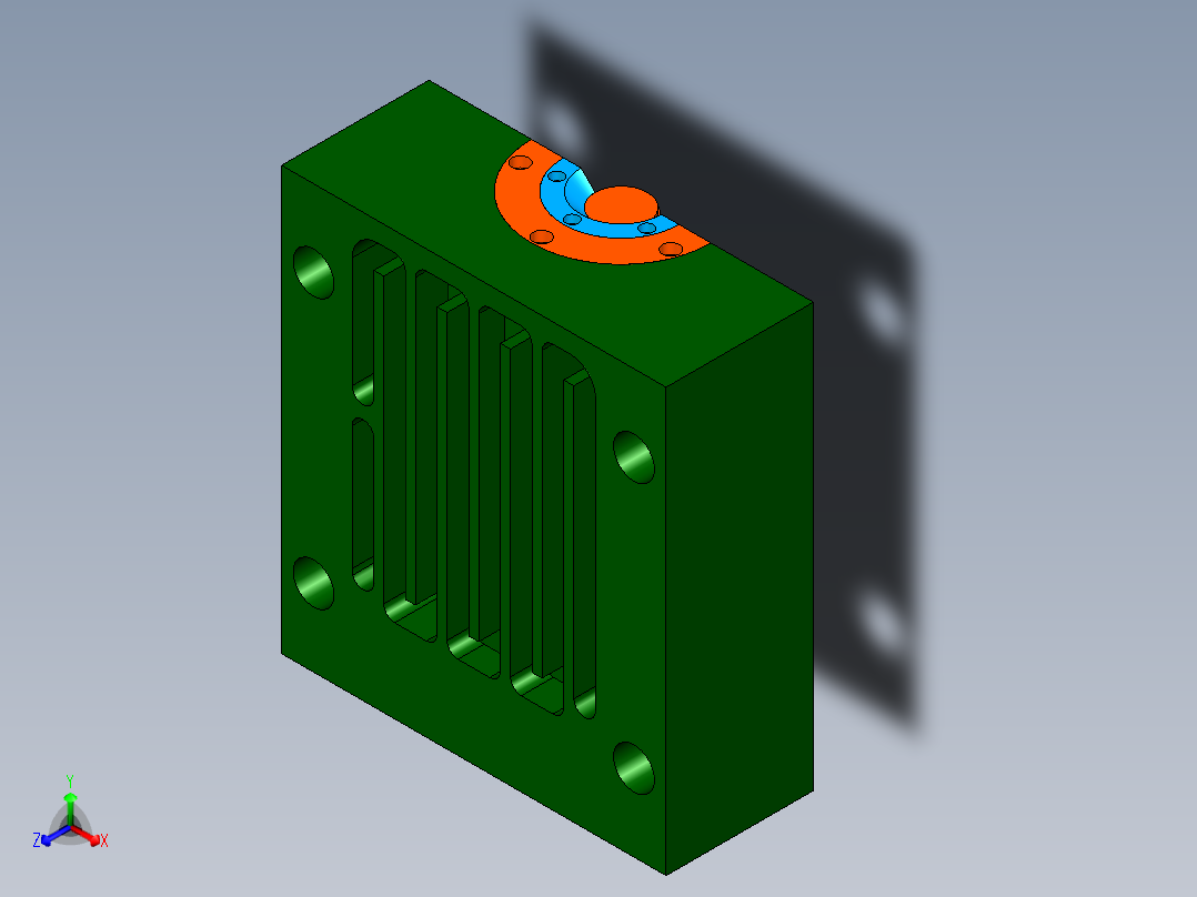 4加仑吹塑模具正等轴测图
