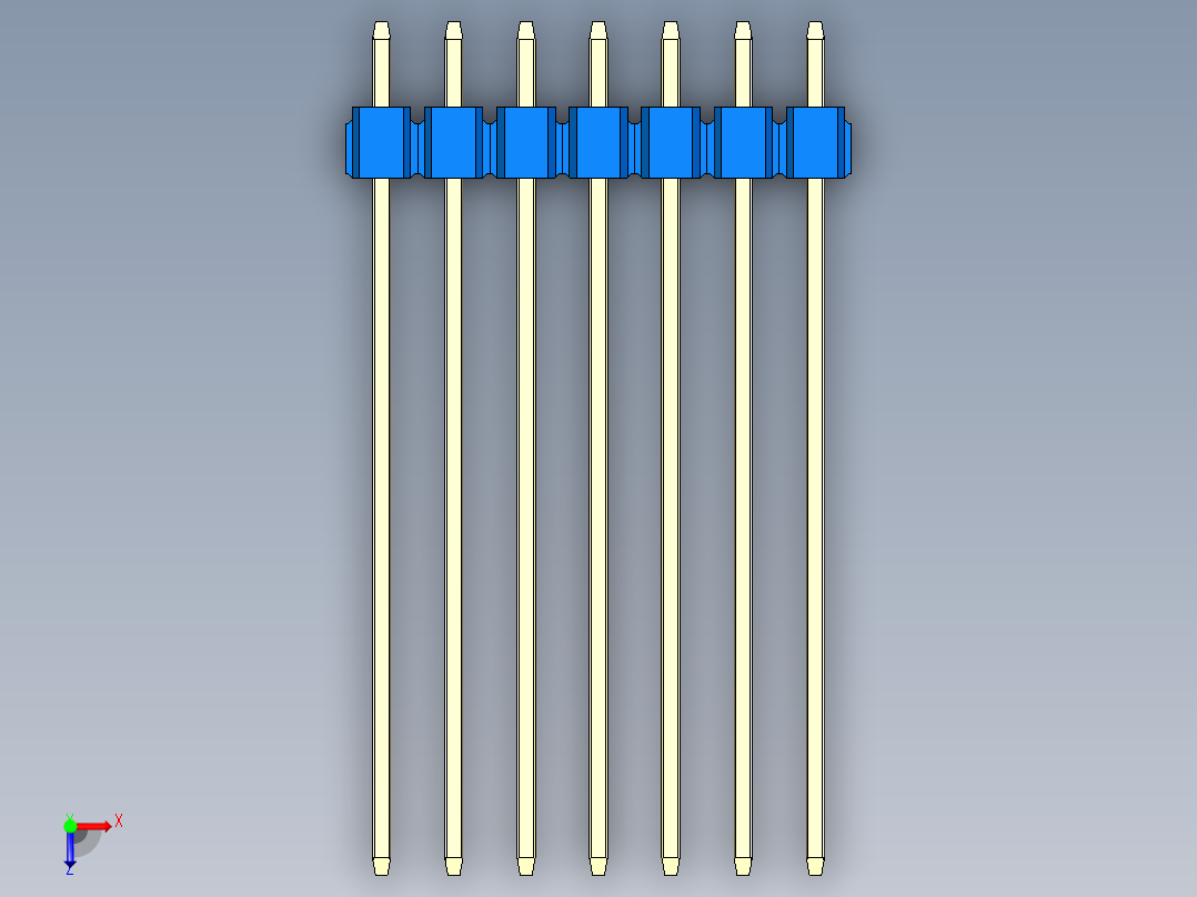 彩色公头100mil（2.54mm）系列-DS1021_blue_1x07p_100mil_Type43_rev1.0俯视图