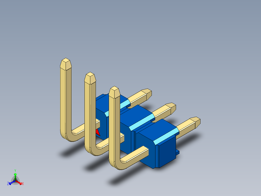 彩色公排针 100mil 2.54mm 系列-DS1022_blue_03p_100mil_TypeU_rev1.0