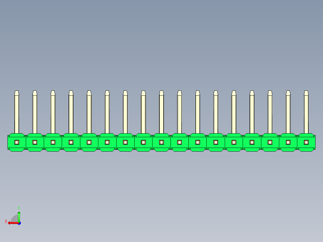 彩色公排针 100mil 2.54mm 系列-DS1022_green_17p_100mil_TypeU_rev1.0后视图