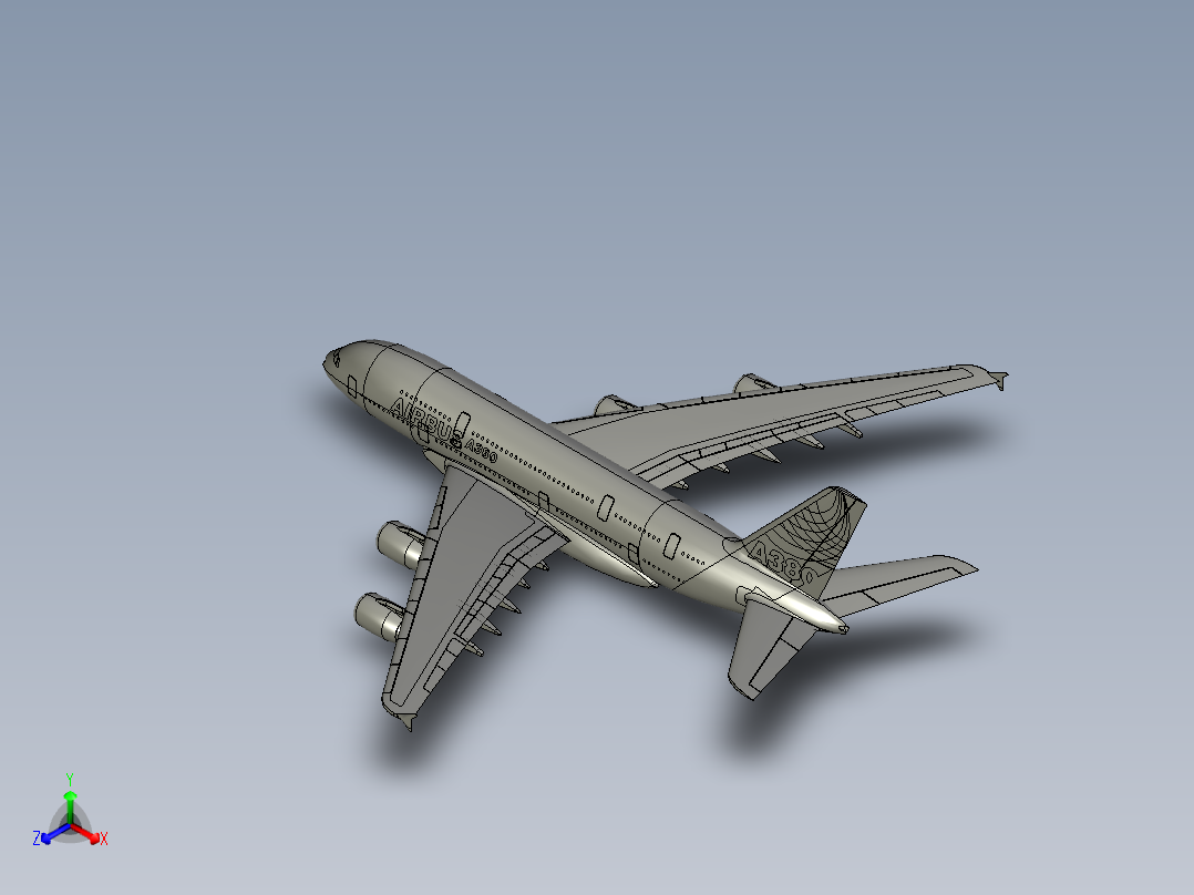 F 空客A380<span style='color: red'>飞机</span>模型 机械设计图纸资料 3D模型