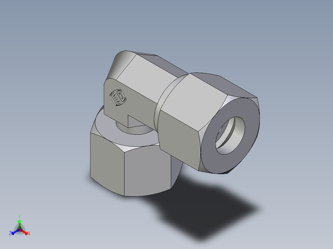卡套式工业通用硬管接头EO_Standpipe_elbow_EVW12SCF正等轴测图