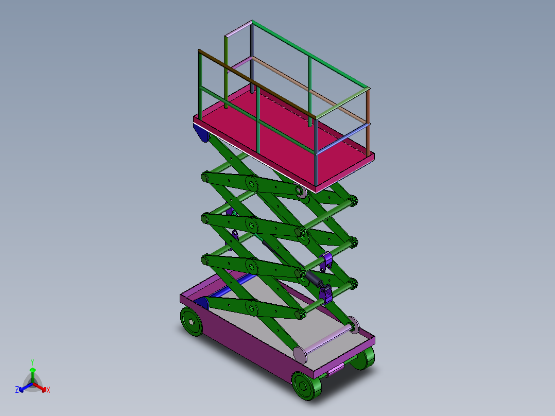 移动液压升降机模型sw正等轴测图