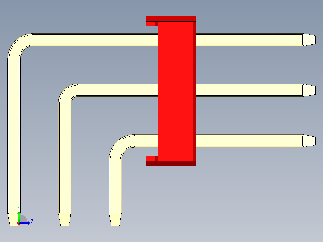 彩色公排针 100mil 2.54mm 系列-DS1022_red_3x17p_100mil_TypeD_rev1.0左视图