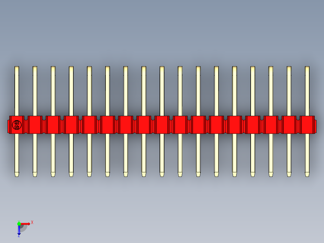 彩色公排针 100mil 2.54mm 系列-DS1022_red_3x17p_100mil_TypeD_rev1.0俯视图