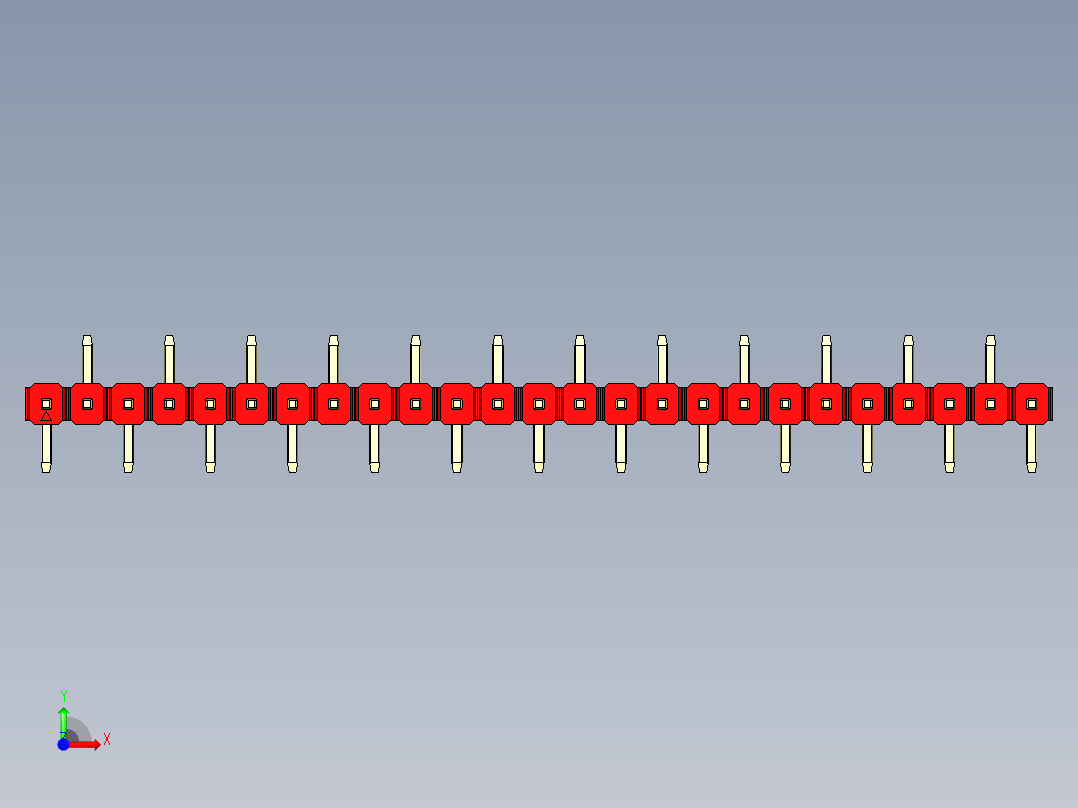 彩色公排针 100mil 2.54mm 系列-DS1022_red_25p_100mil_Type_SMT_R2_rev1.0前视图