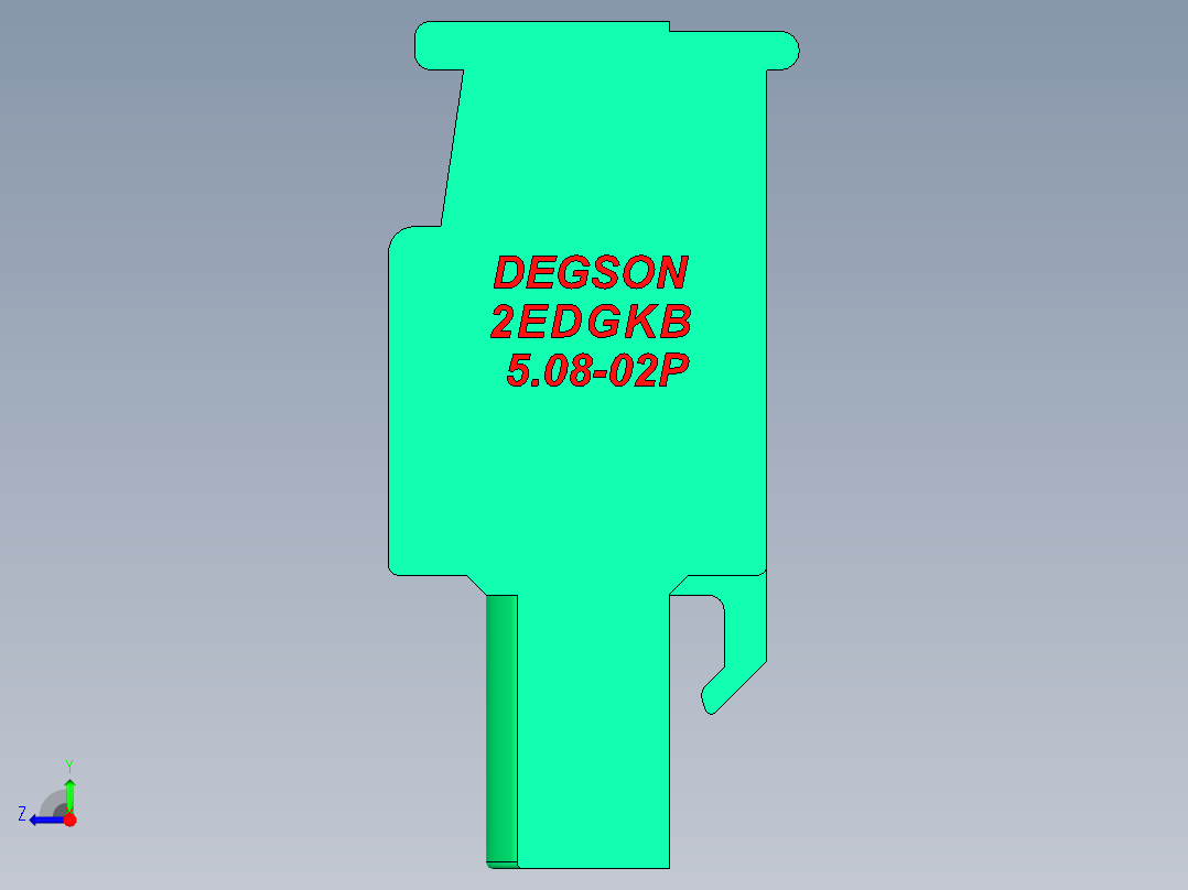 DEGSON 2EDG 系列 5.08mm 可插拔接线端子组-2EDGKB-5.08-02P-14-00AH右视图