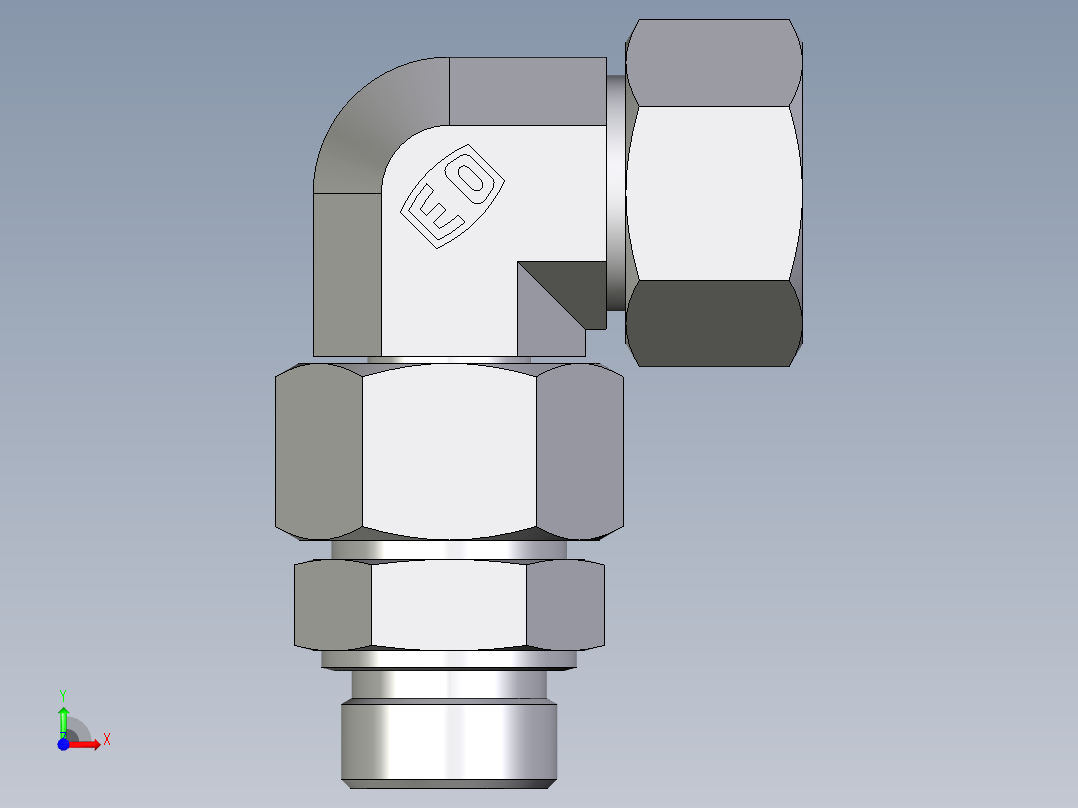 卡套式工业通用硬管接头EO_Assembled_adjustable_standpipe_elbow_EVW25SM71前视图