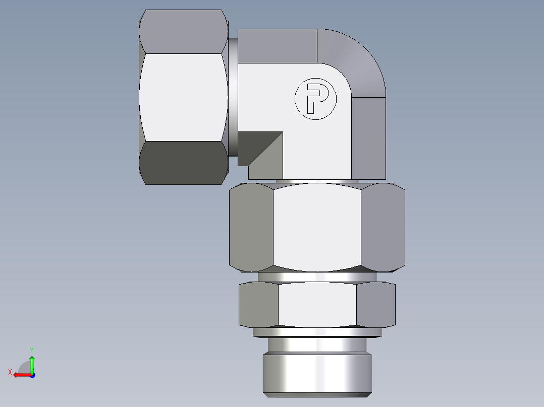 卡套式工业通用硬管接头EO_Assembled_adjustable_standpipe_elbow_EVW25SM71后视图