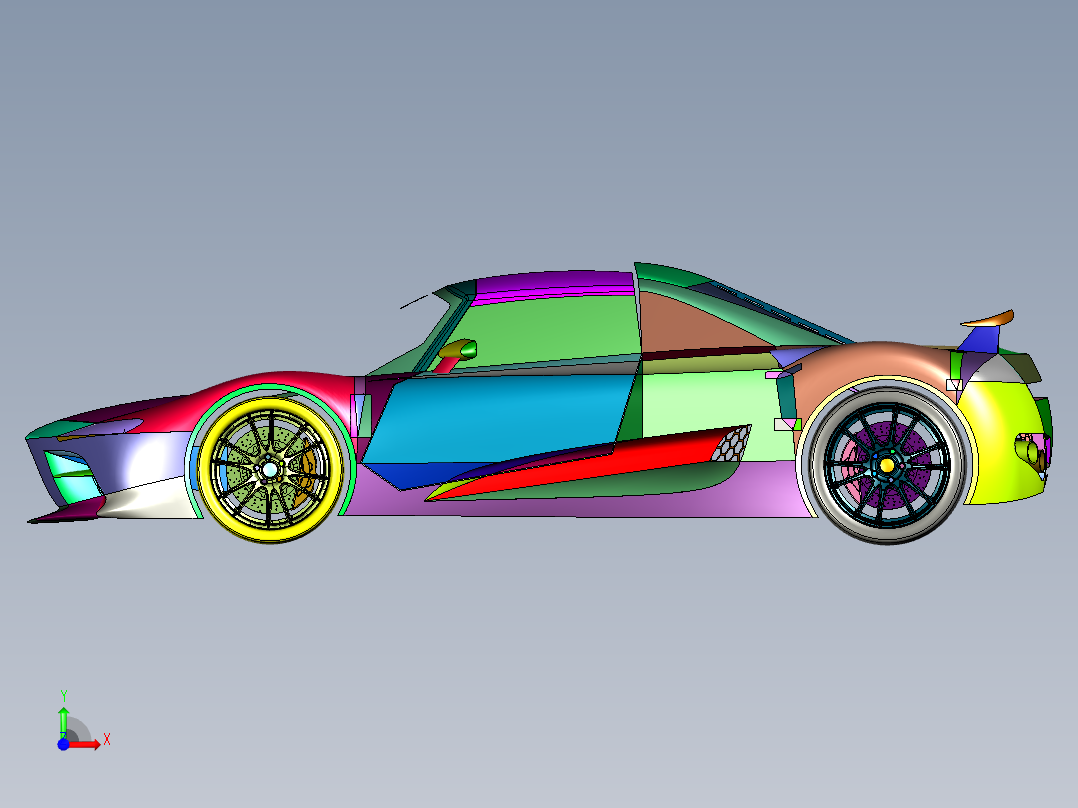 双人V8发动机超级跑车前视图