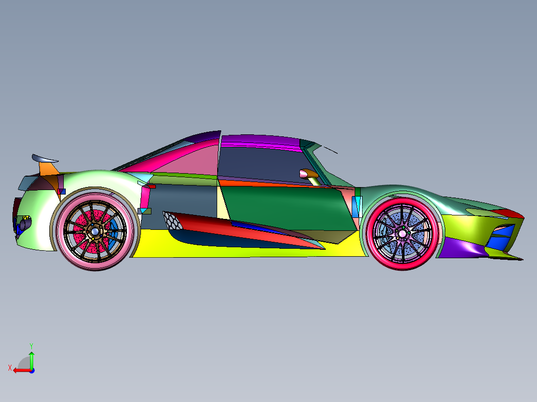 双人V8发动机超级跑车后视图