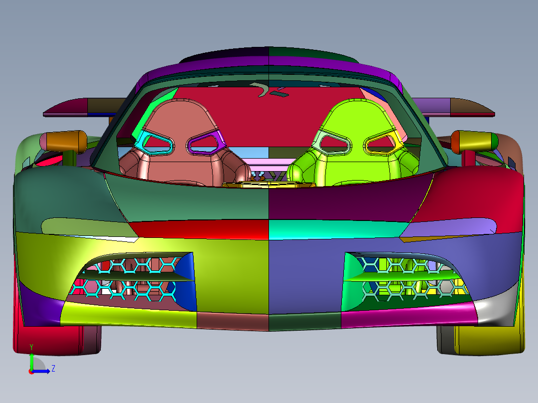 双人V8发动机超级跑车左视图