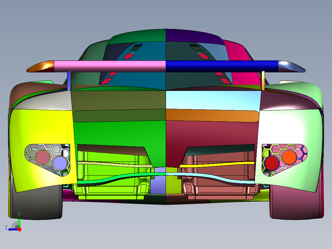 双人V8发动机超级跑车右视图