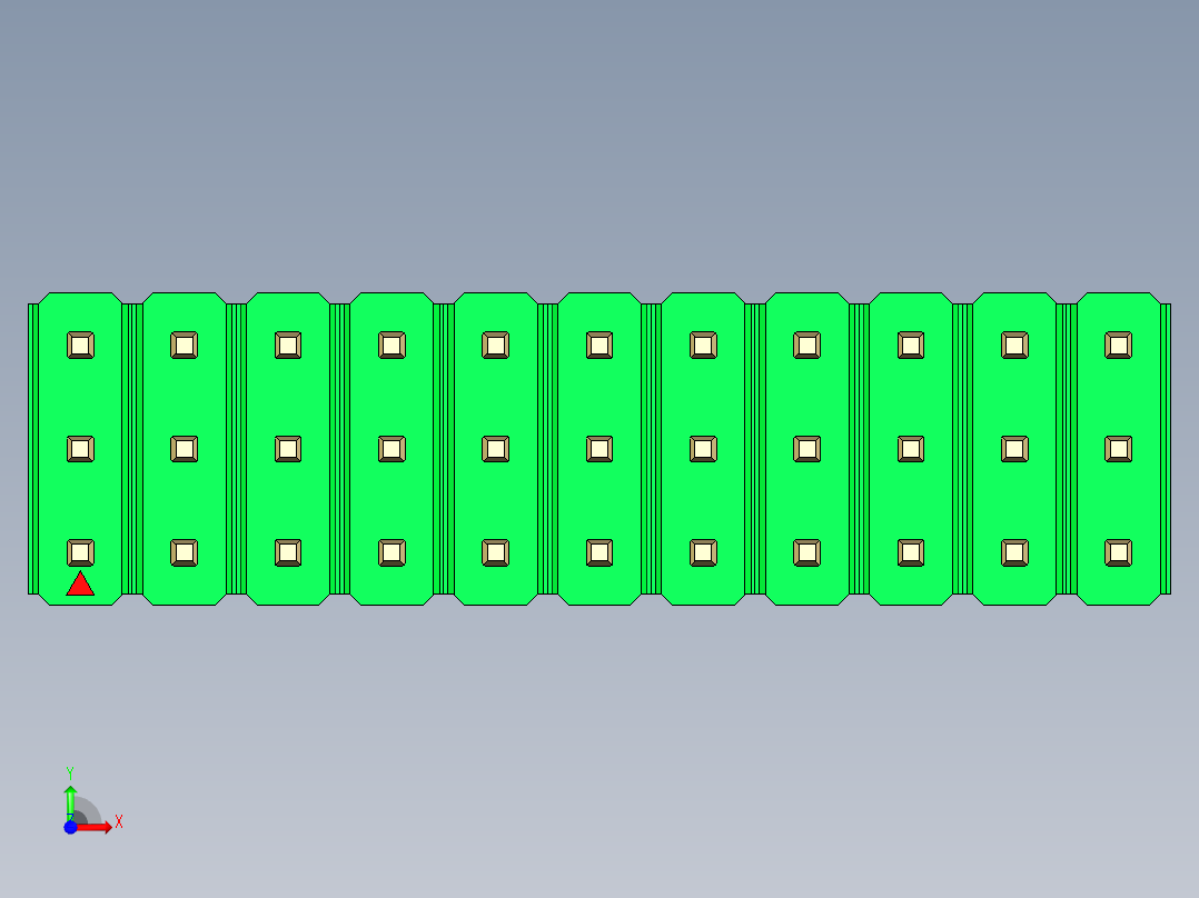 彩色公头100mil（2.54mm）系列-DS1021_green_3x11p_100mil_Type43_rev1.0前视图