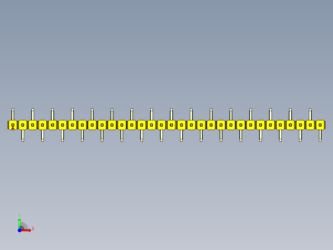彩色公排针 100mil 2.54mm 系列-DS1022_yellow_32p_100mil_Type_SMT_R1_rev1.0前视图