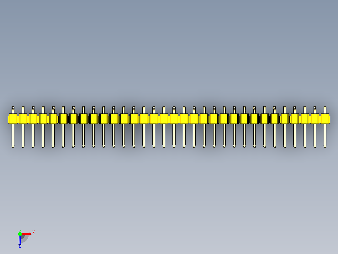 彩色公排针 100mil 2.54mm 系列-DS1022_yellow_32p_100mil_Type_SMT_R1_rev1.0俯视图