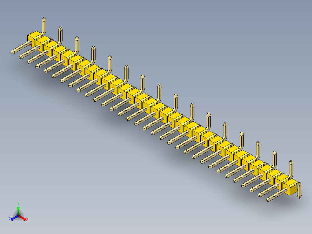 彩色公排针 100mil 2.54mm 系列-DS1022_yellow_32p_100mil_Type_SMT_R1_rev1.0正等轴测图