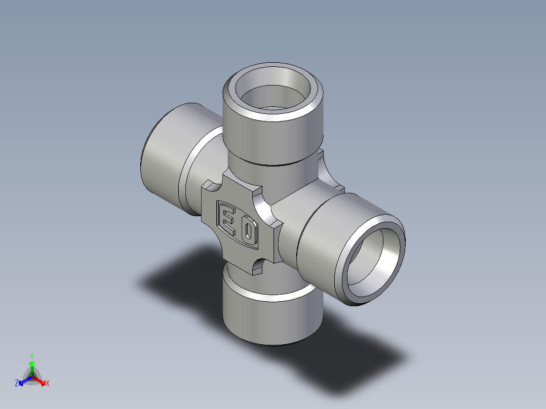 卡套式工业通用硬管接头EO_Union_cross_K08LLCFX正等轴测图