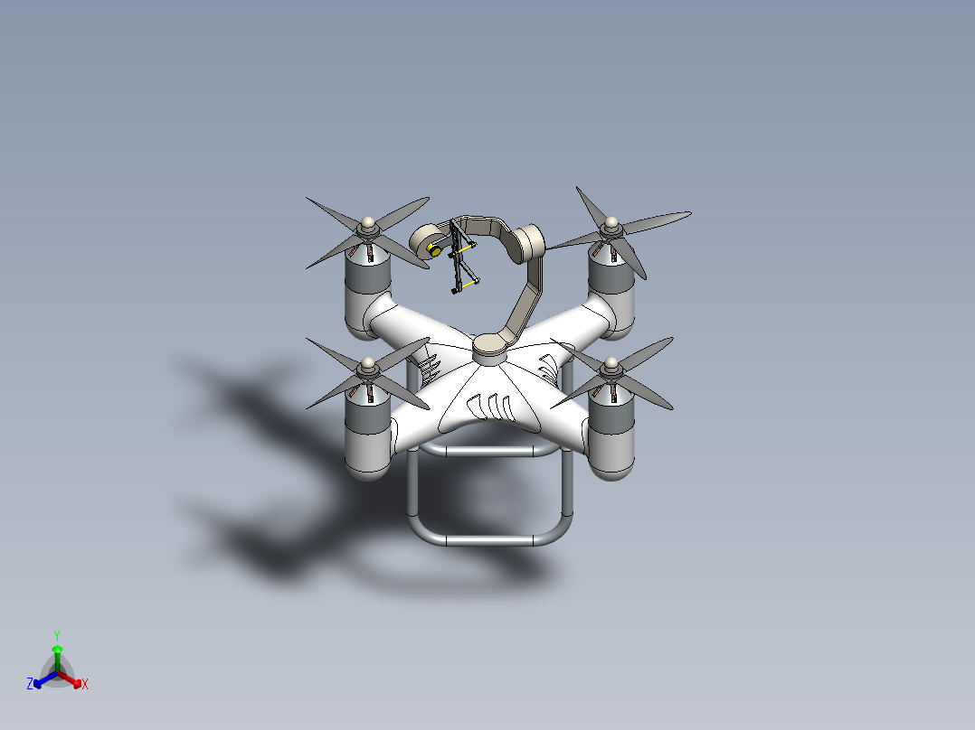 四旋翼无人机三维图sw正等轴测图