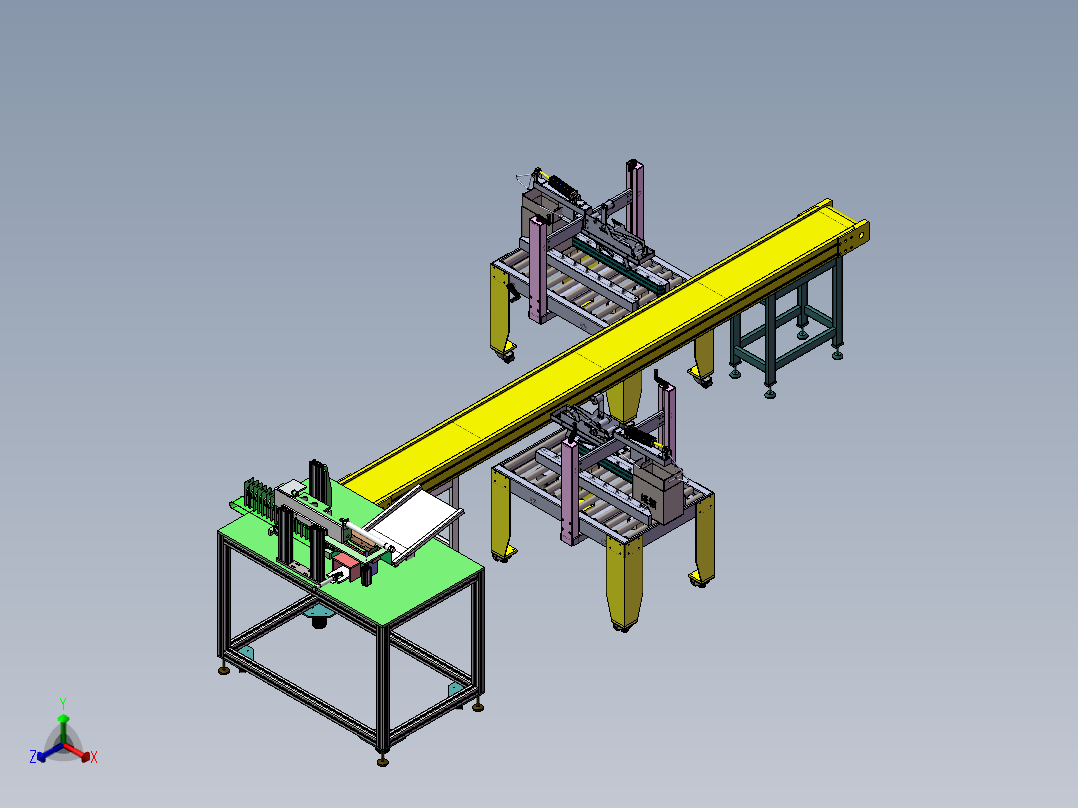 圆柱电池自动包装生产线sw17可编辑正等轴测图