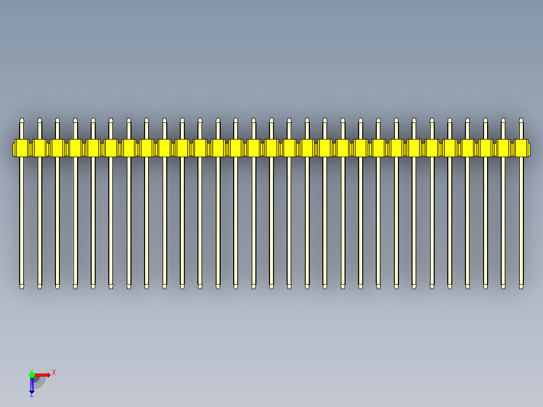 彩色公头100mil（2.54mm）系列-DS1021_yellow_1x29p_100mil_Type19_rev1.0俯视图