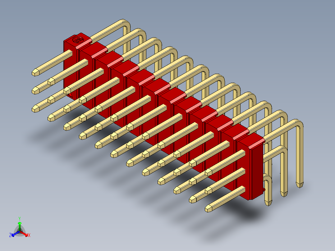 彩色公排针 100mil 2.54mm 系列-DS1022_red_3x12p_100mil_TypeD_rev1.0